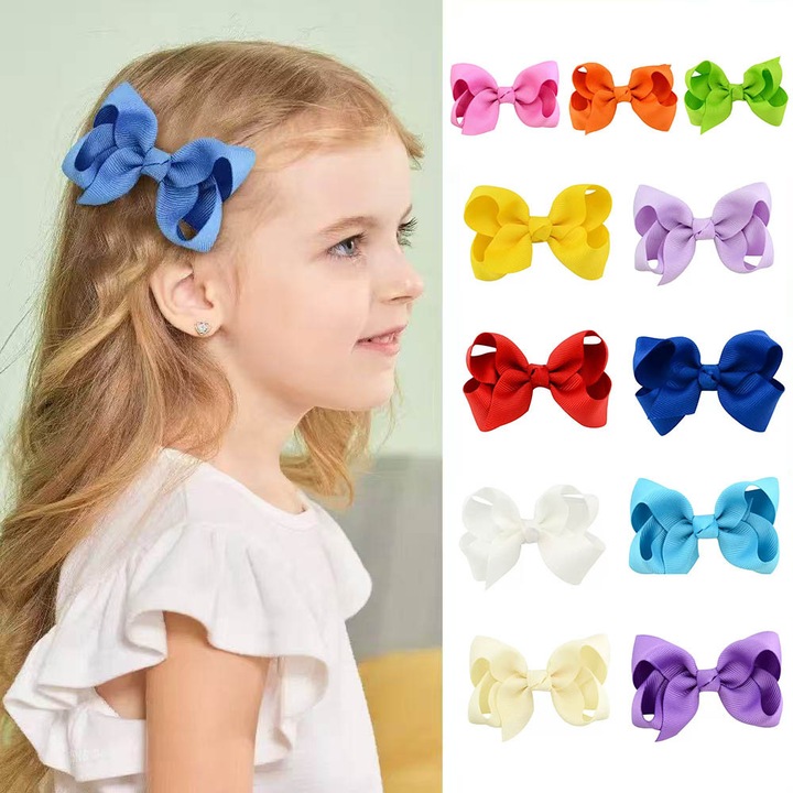 Set de 11 fundite pentru fete, 3 inch, multicolor, cu clips