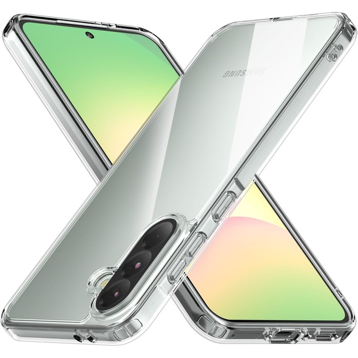Husa Slim Fit pentru Samsung Galaxy A56/A36 5G - Carcasa Transparenta cu Spate Rigid PC si Bumper Moale TPU, Protectie Antisoc, Transparent