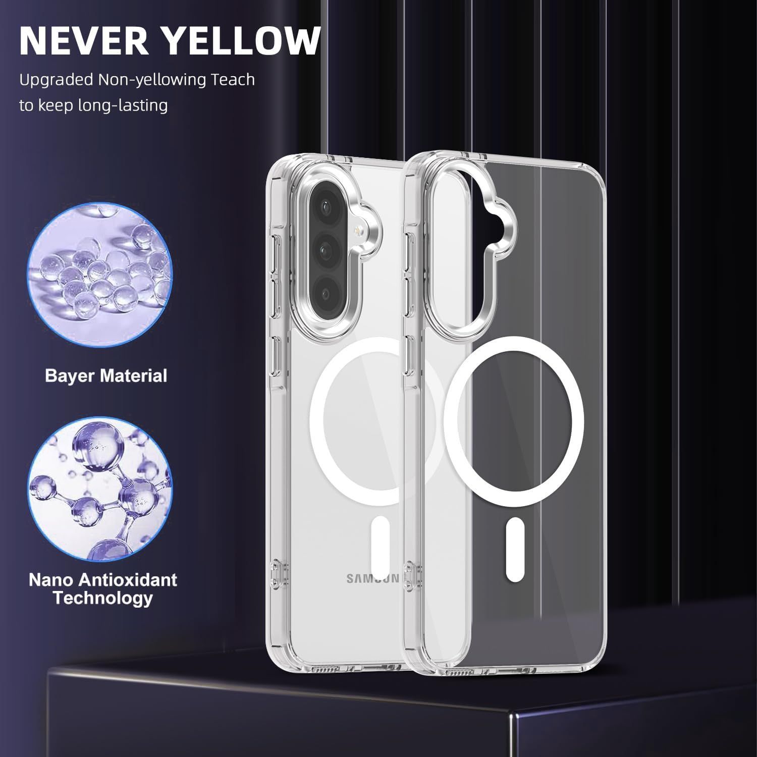 Husa pentru Samsung Galaxy A36/A56 6.7" Transparenta Rezistenta la Ingalbenire, Compatibila cu Magsafe, Magnetica, Carcasa Rigida