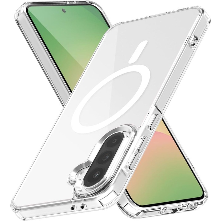 Husa pentru Samsung Galaxy A36/A56 6.7" Transparenta Rezistenta la Ingalbenire, Compatibila cu Magsafe, Magnetica, Carcasa Rigida