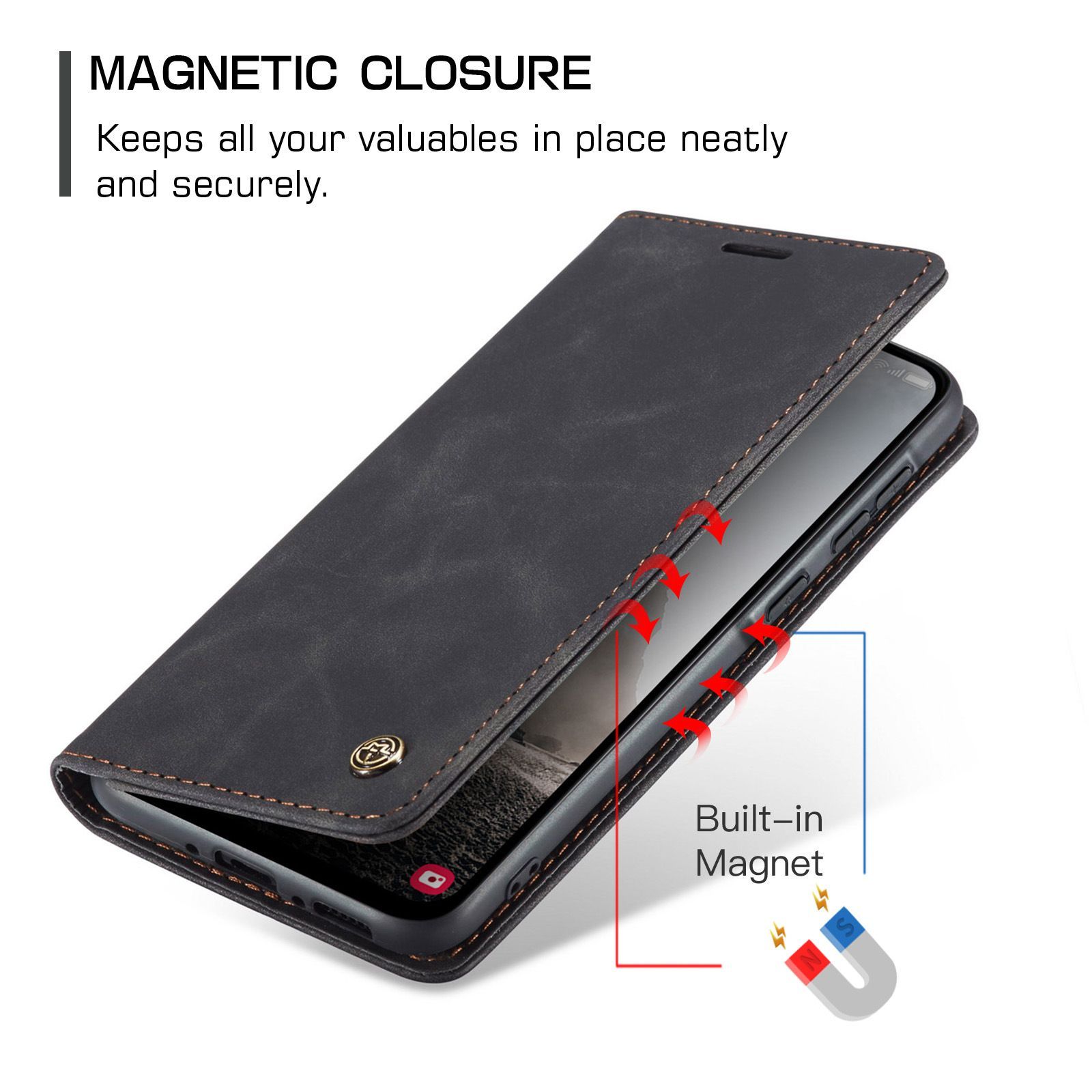 Husa Portofel Ppentru Samsung Galaxy A56/A36, SZGULAIKE, Protectie RFID, Inchidere Magnetica, Negru