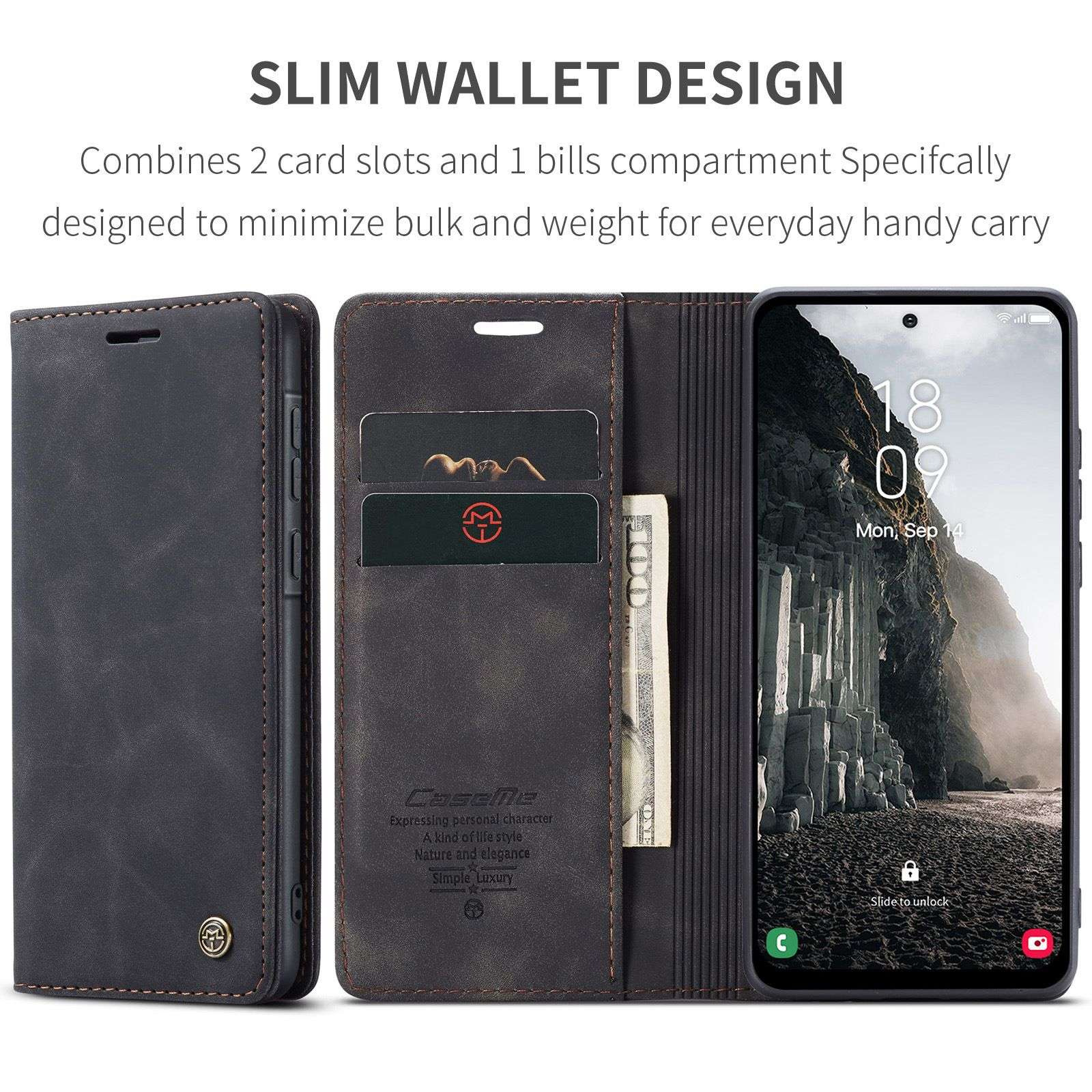 Husa Portofel Ppentru Samsung Galaxy A56/A36, SZGULAIKE, Protectie RFID, Inchidere Magnetica, Negru
