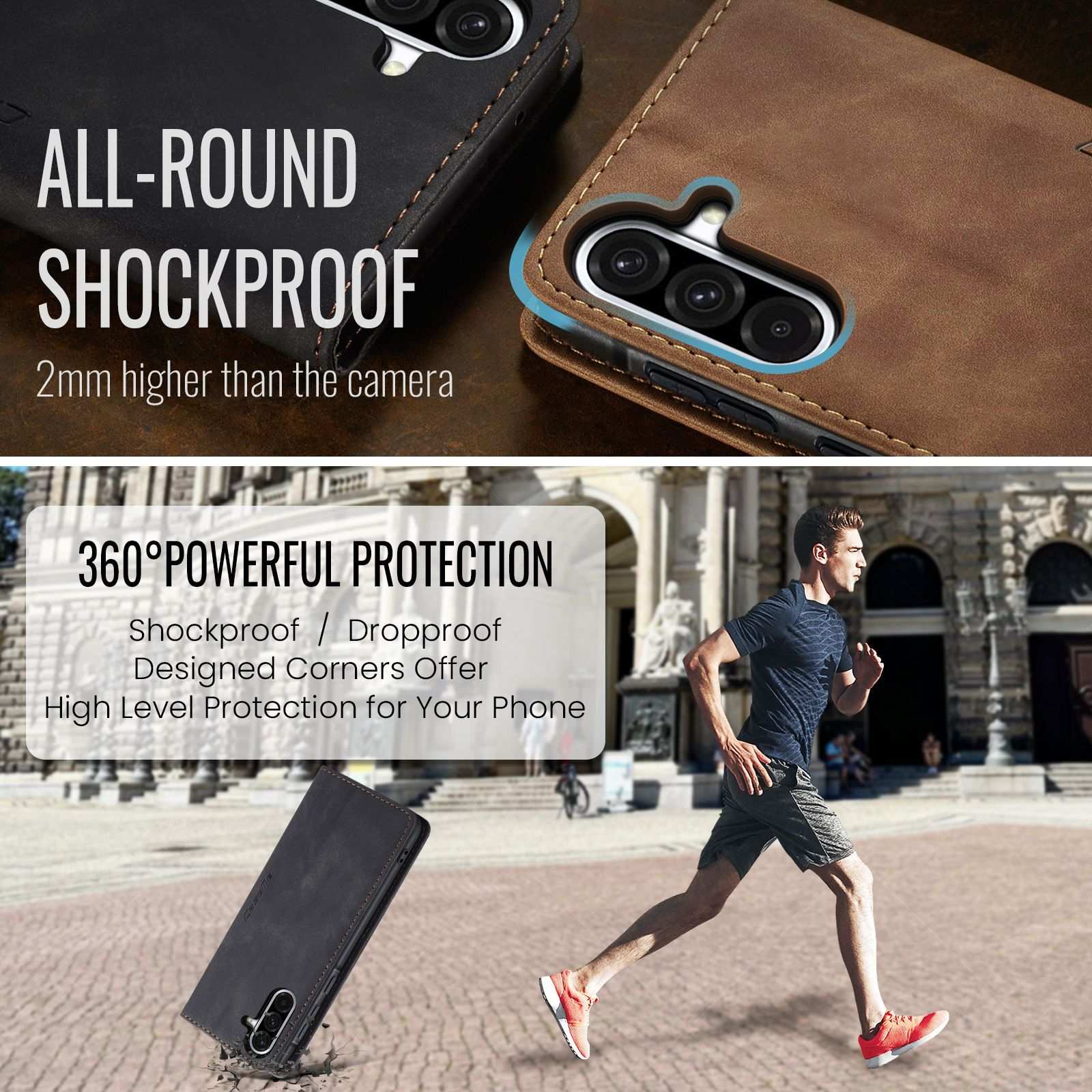 Husa Portofel Ppentru Samsung Galaxy A56/A36, SZGULAIKE, Protectie RFID, Inchidere Magnetica, Negru