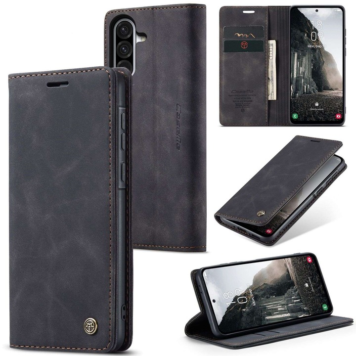 Husa Portofel Ppentru Samsung Galaxy A56/A36, SZGULAIKE, Protectie RFID, Inchidere Magnetica, Negru