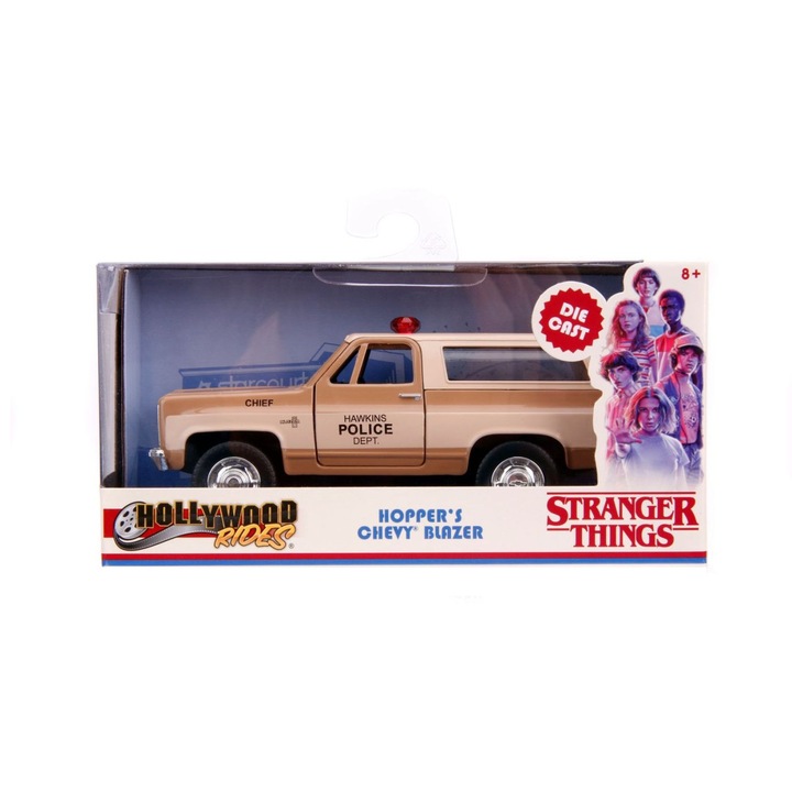 Метална количка Simba, Jada Toys Stranger Things, Chevy K5 Blazer, 1:32, детайлна, многоцветна