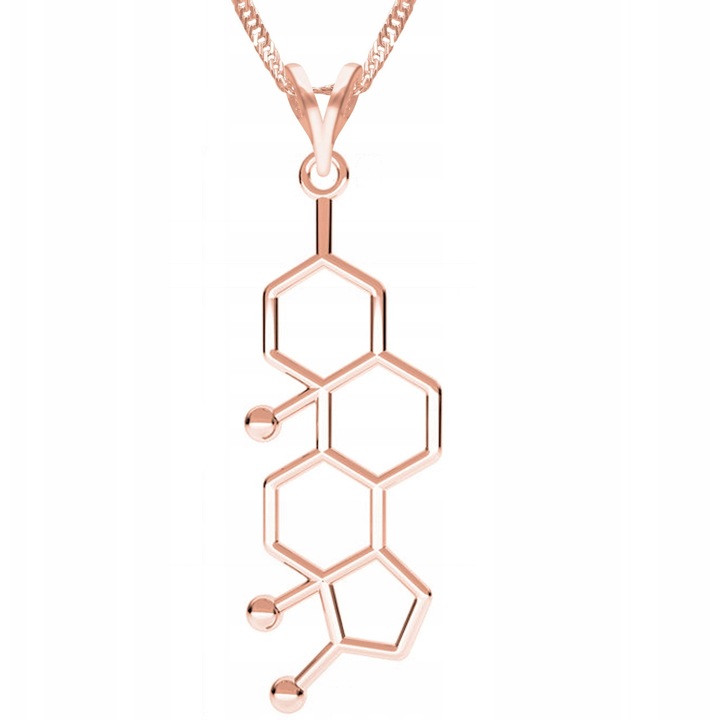 Colier Larezo, argint 925, placat cu aur roz, 52cm + 3cm, design elegant