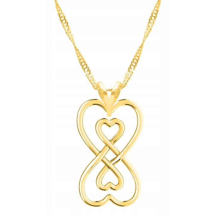 Colier, Larezo, Auriu, Fabricat Din Argint Cu Titlul 925, Semnul Infinitului, Ideal Pentru Cadou, Ambalaj Elegant Inclus. Calitate Superioara