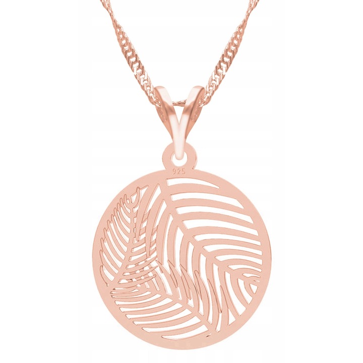 Colier Larezo, argint 925, placat cu aur roz, lungime 52cm, design frunze