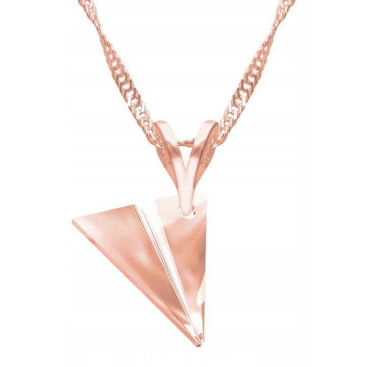 Colier placat cu aur, avion de hartie, ARGINT 925