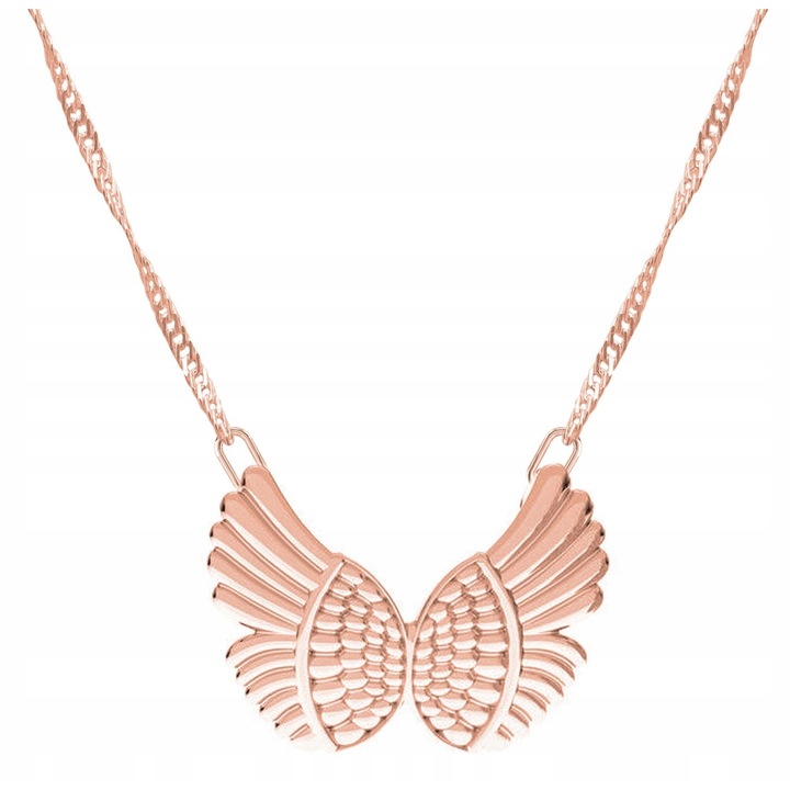 Colier, Larezo, argint 925, placat cu aur roz, 47cm + 3cm, design aripi
