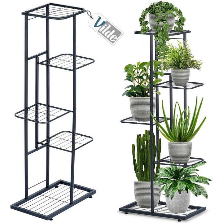 Kwietnik metalic 5 niveluri Artemis, negru, 44x23x96cm