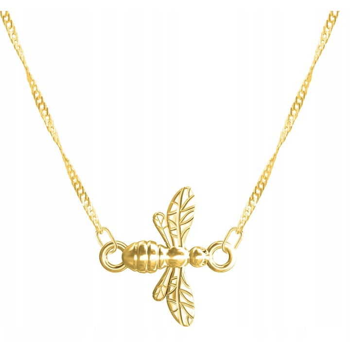 Colier, Larezo, argint 925, placat cu aur 585, 52cm + 3cm, design cu insecta, 15mm