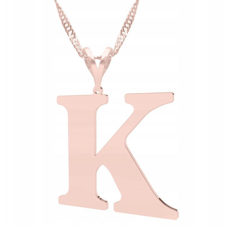 Colier, Larezo, 52cm, Argint 925, Roz auriu, Litera K