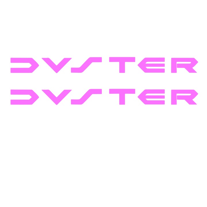 Set 2 stickere decorative auto, scris Duster, pentru caroserie sau capota, 30cm, roz