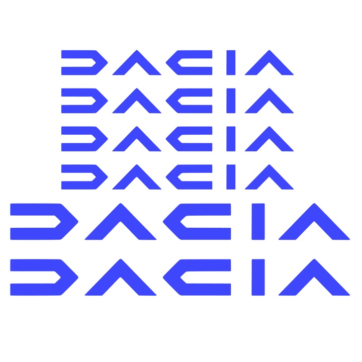 Set 6 stickere pentru manere si capace oglinzi, Dacia, albastru