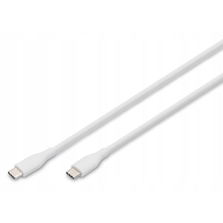 Digitus USB-C kábel 2m Fehér, Szilikon, 60W Töltés