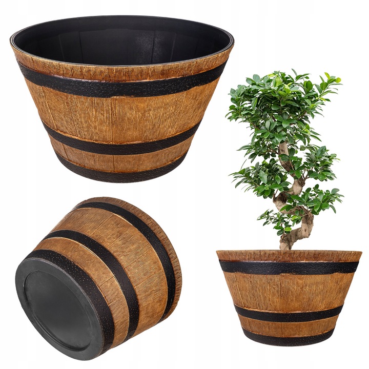 Donica Mare Rotunda din Plastic pentru Flori, 52.5 cm