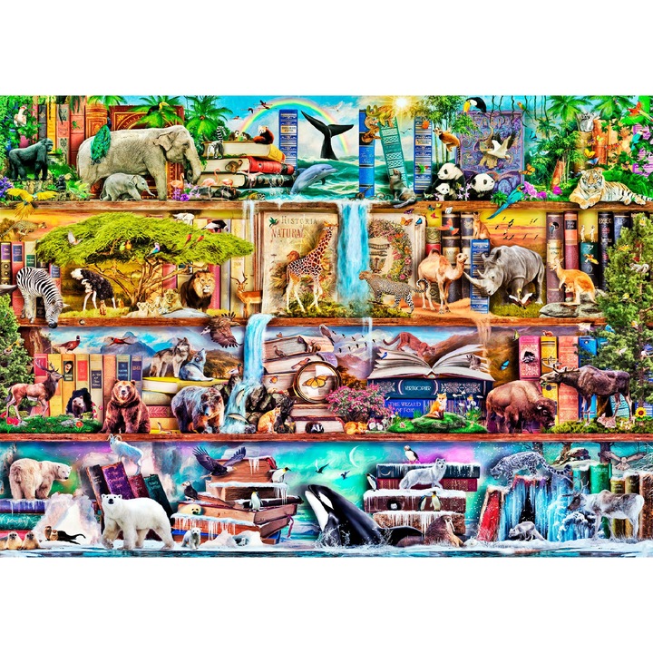 Puzzle din Lemn Wooden.city, 4000 Piese, Regatul Animalelor, 76.1x104.5cm, 200 Figurine Unice