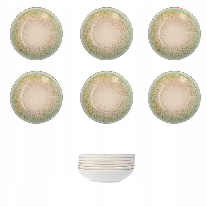 Lubiana Roma 22 cm-es mélytányér készlet, 6 darab, porcelán, türkiz