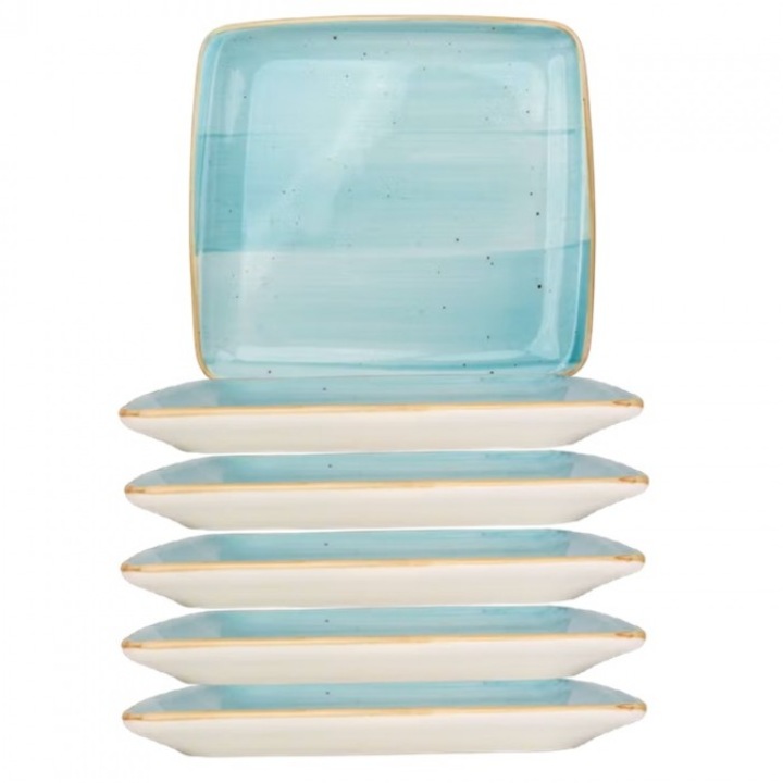 Bonna Aqua 6 db négyzet alakú tányér készlet, porcelán 32x30cm