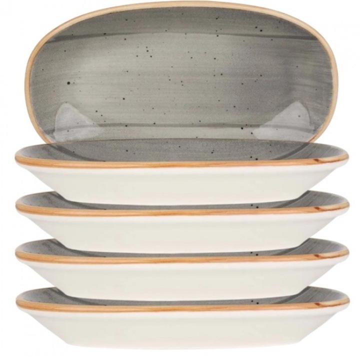 Bonna Space 6 db ovális tányér készlet, 19x11cm, porcelán