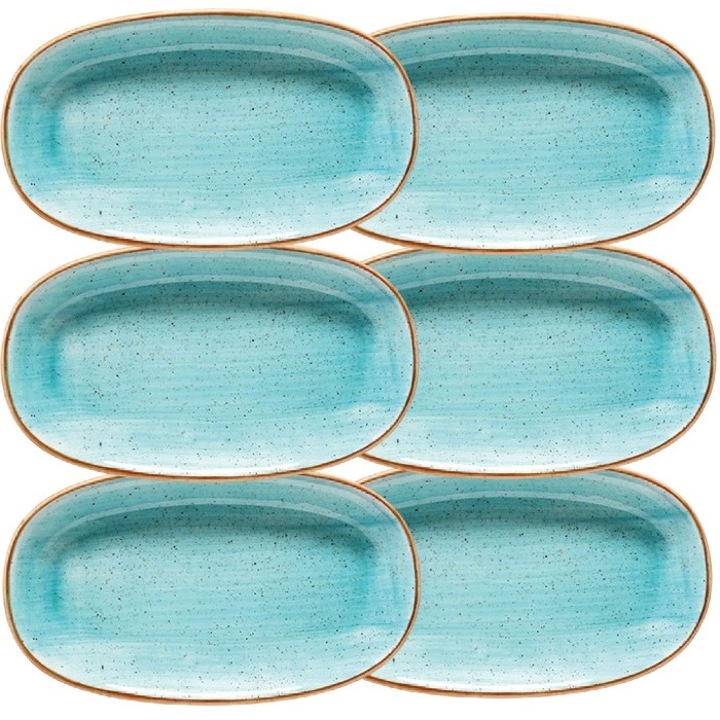 Bonna Aqua 6 db ovális tányér készlet 19x11cm, porcelán