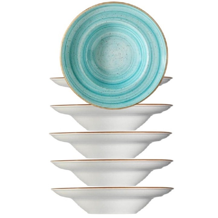 Bonna Aqua 6 db-os gourmet porcelán tányérkészlet 27 cm, 400 ml, mély