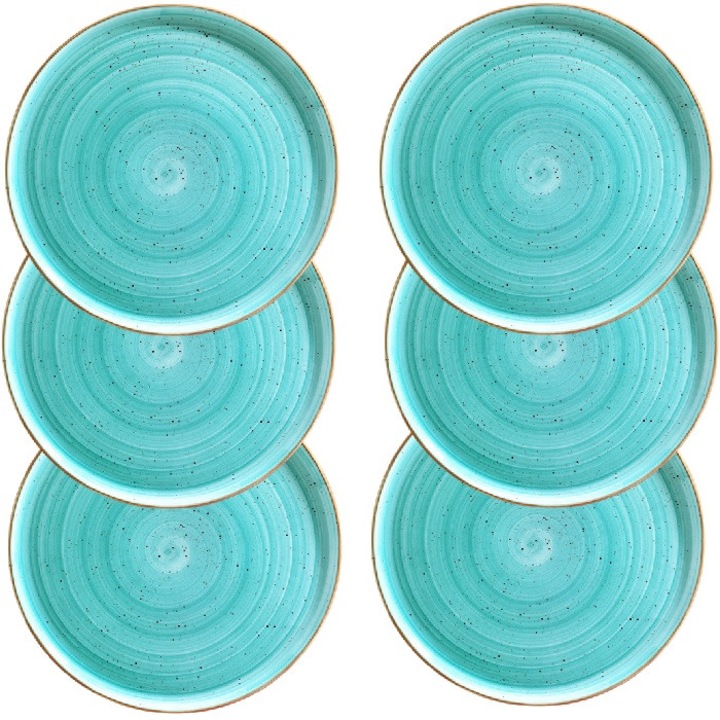 Bonna Aqua 6 darabos türkiz porcelán pizzatányér készlet, 32 cm