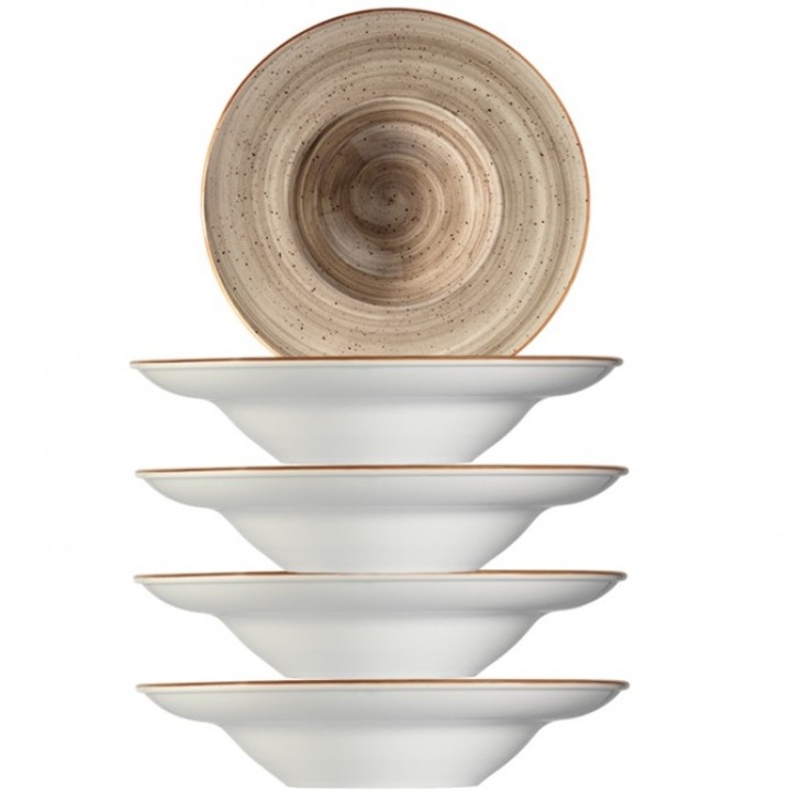 Bonna Terrain Mély porcelán tányér tésztához, porcelán, 6 darab 28cm, 400ml