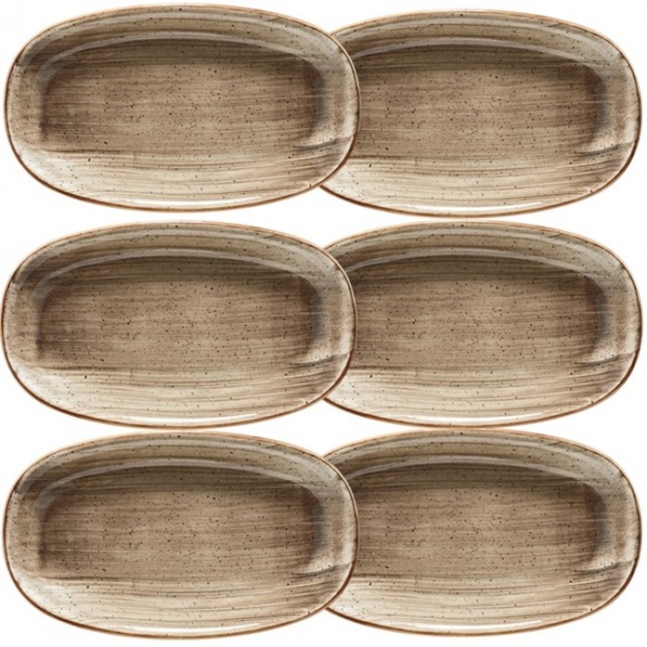 Bonna Terrain 6 db ovális tányér készlet, 34x19cm, porcelán