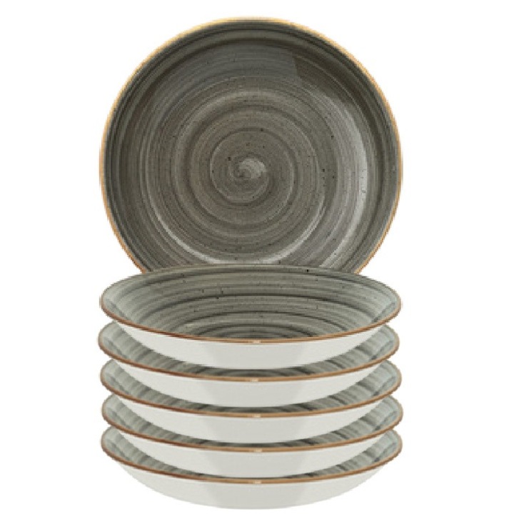 Bonna Space 6 db-os mélytányér készlet, Porcelán, 20 cm, 500ml, leveshez