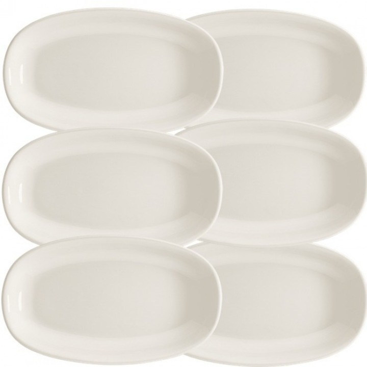 Bonna Gourmet 6 db ovális tányér készlet, 19x11cm, porcelán