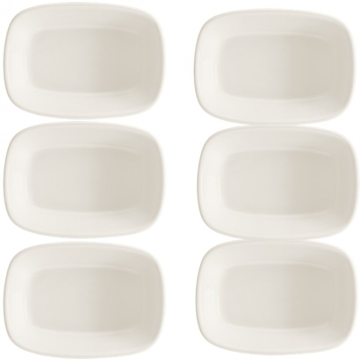 Bonna Gourmet 6 db-os tányérkészlet, porcelán, téglalap alakú, 17x11cm