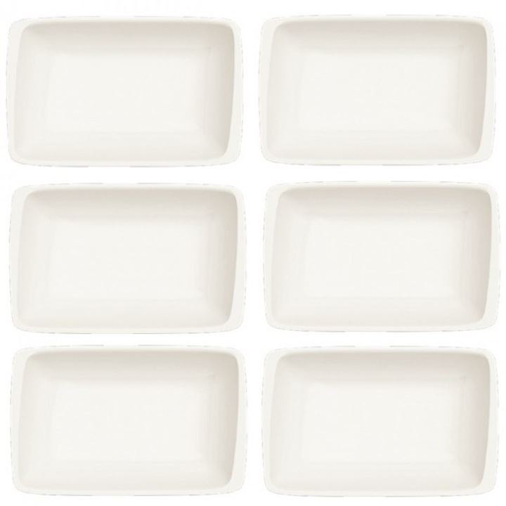 Bonna Moove 6 db-os tányérkészlet, porcelán, téglalap alakú, 15x9cm