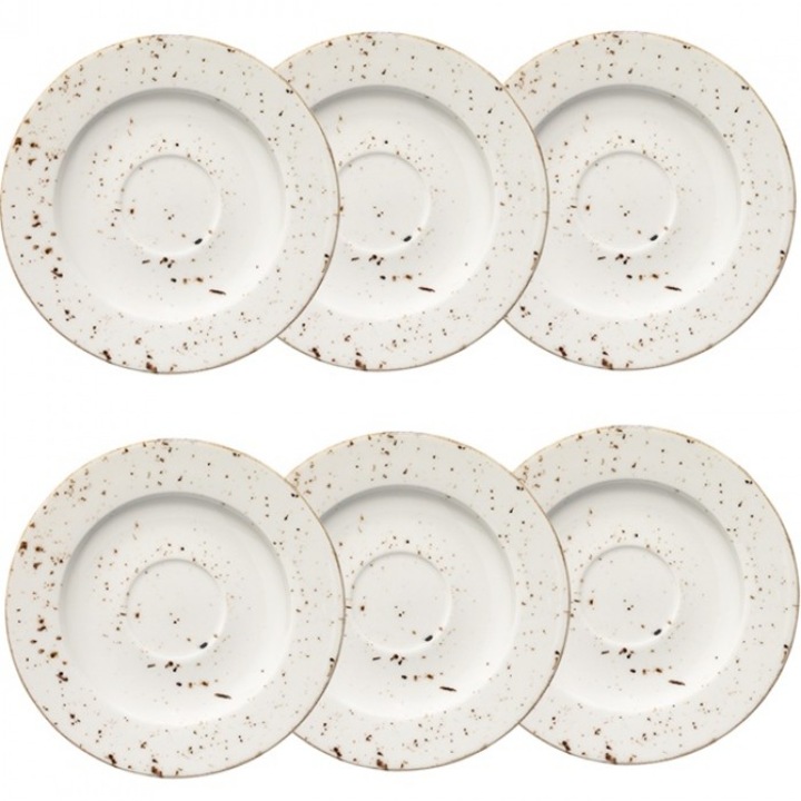 Set 6 farfurii Bonna Grain portelan 16cm, alb, pentru servire