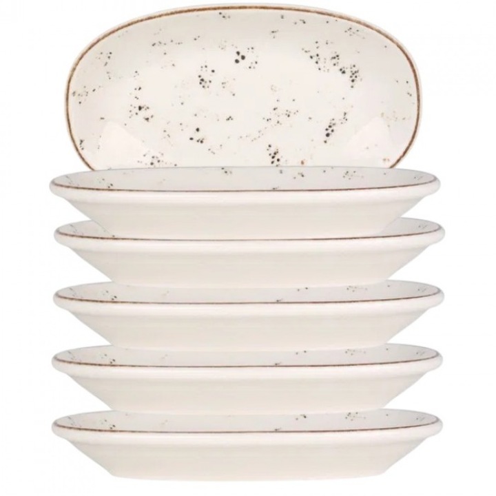 Bonna Grain 6 db ovális tányér készlet, 34x19cm, porcelán