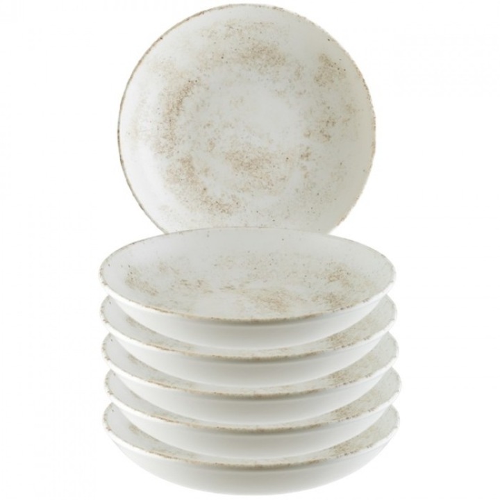 Set 6 Farfurii supa, Bonna, Nacrous Matt 20 cm, portelan, 500ml