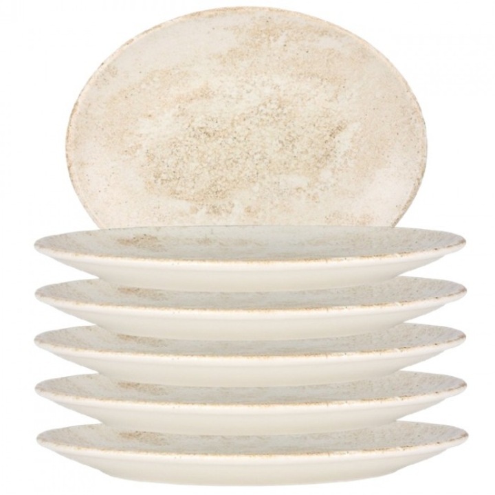 Bonna Nacrous Matt 6 db ovális tányér készlet, 19cm, porcelán