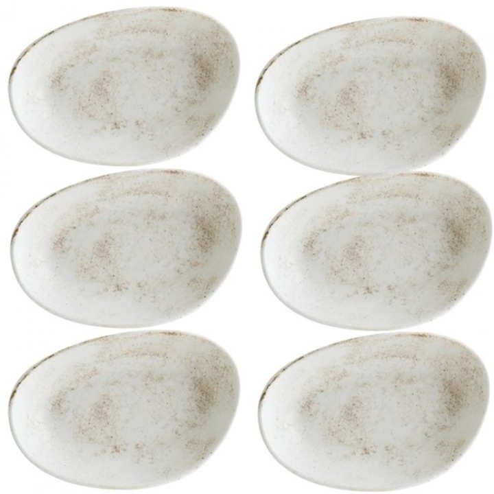 Bonna Nacrous Matt 6 db ovális tányér készlet, 15x8, 5cm, porcelán