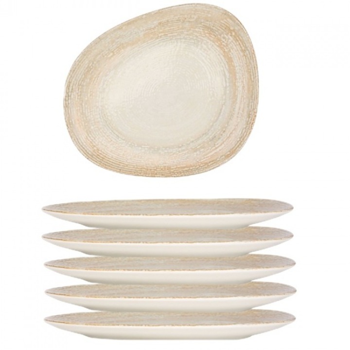 Bonna Patera 6 db-os aszimmetrikus porcelán tányér készlet, 19cm