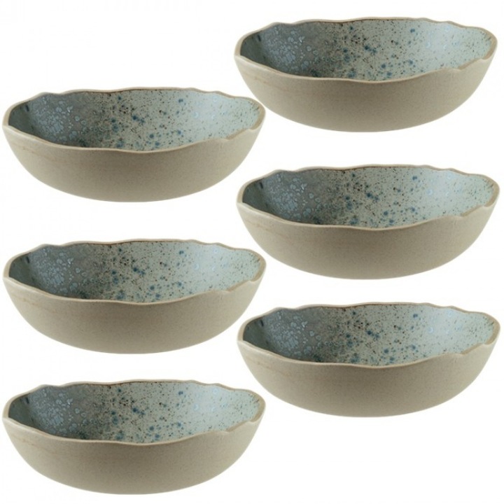 Set 6 farfurii adânci Bonna Gaia portelan 23cm, alb, design elegant