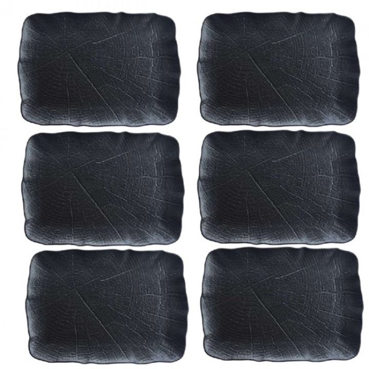 Bonna Shade 6 db-os tányérkészlet, porcelán, téglalap alakú, 24x17cm