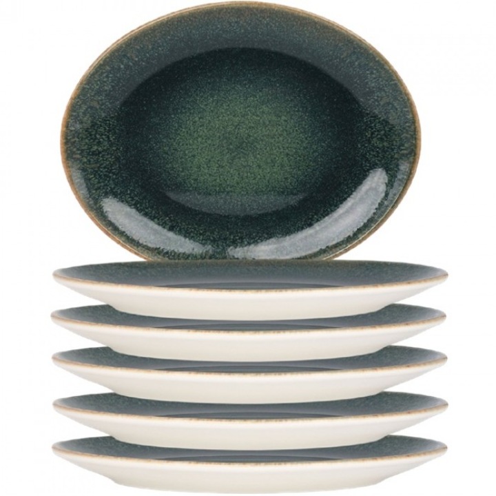 Set 6 farfurii ovale Bonna Ore Mar portelan 36x28cm