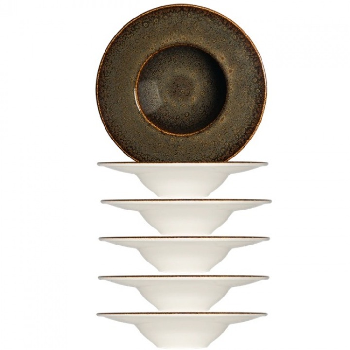 Bonna Ore Tierra Mély porcelán tányér tésztához, porcelán, 6 darab 28cm, 400ml