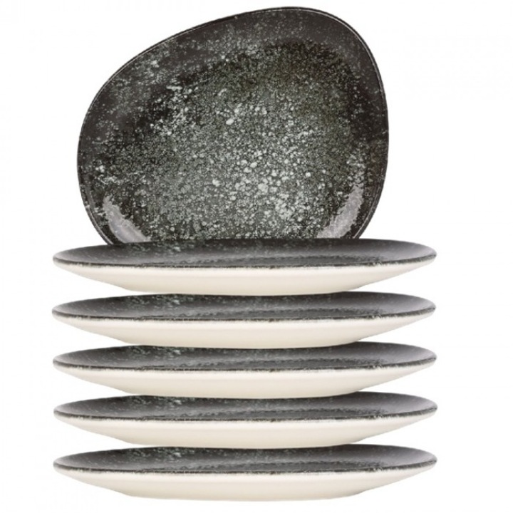 Bonna Cosmos Black 6 darabos porcelán tányér készlet, 19cm