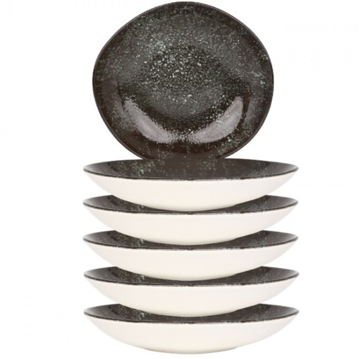 Bonna Cosmos Black 6 darabos porcelán mélytányér készlet, 26cm, 1000ml