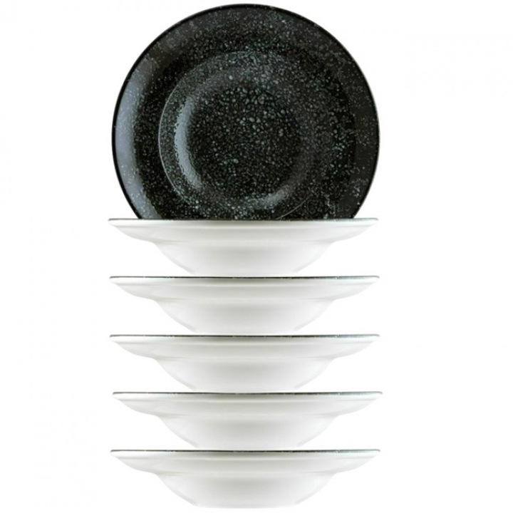 Bonna Cosmos Black 6 db-os gourmet porcelán tányérkészlet, 27cm, 400ml, mély
