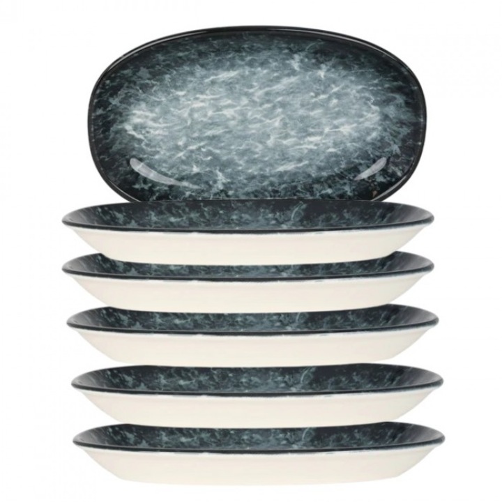 Bonna Sepia 6 db ovális tányér készlet, 34x19cm, porcelán