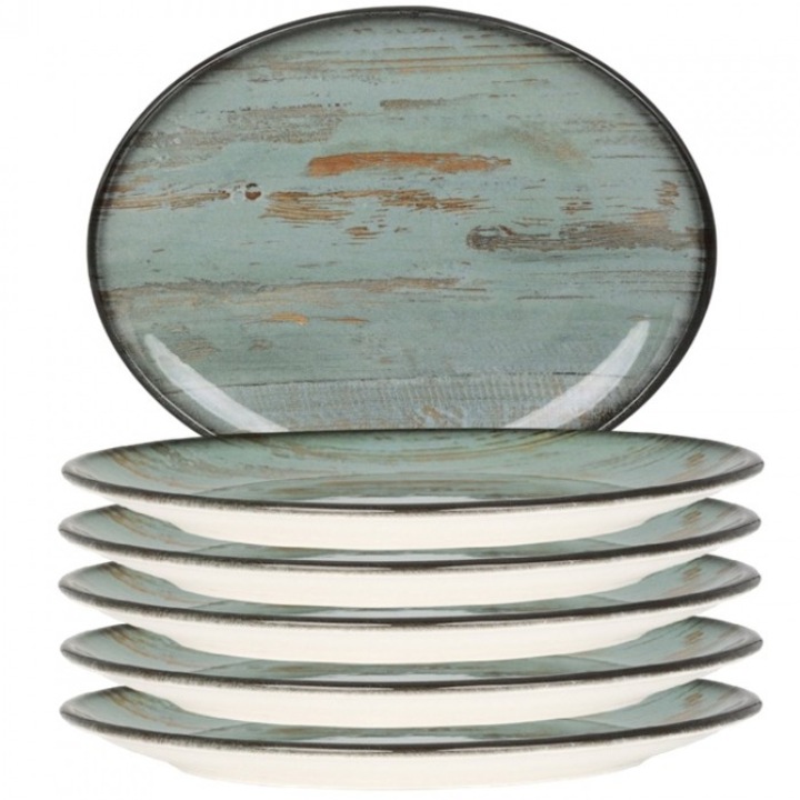 Bonna Madera 6 db ovális tányér készlet, 31x24cm, porcelán