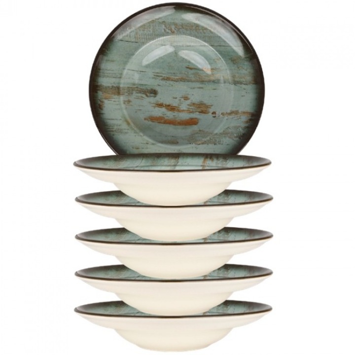 Bonna Madera 6 db-os gourmet porcelán tányérkészlet, 27cm, 450ml, mély